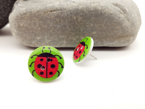 Marienkäfer Knopf Ohrstecker button